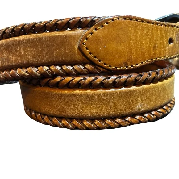 Vintage 1991 Brown Leather Belt with Silver Buckle - Picture 4 of 6